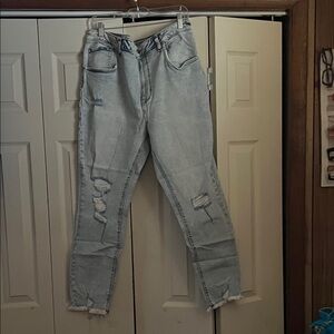 NOBO Light Blue Distressed Straight Leg Jeans